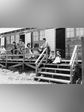 1942 Japanese Americans in Detention Center in Tanforan California 4x6 Photo #2